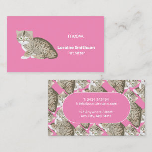 Cute Kawaii Cat Sitter Rosa Visitkort