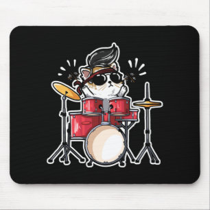 Cute Kawaii Cat som spelar upp Drummer Cats Älskar Musmatta