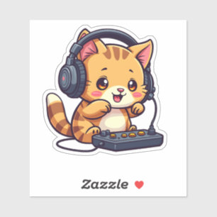 Cute Kawaii Cat spelar videospel - Gam som är bra Klistermärken
