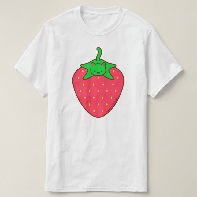 Cute Kawaii Cat T-Shirt - STRAWBERRY CAT (Design framsida)