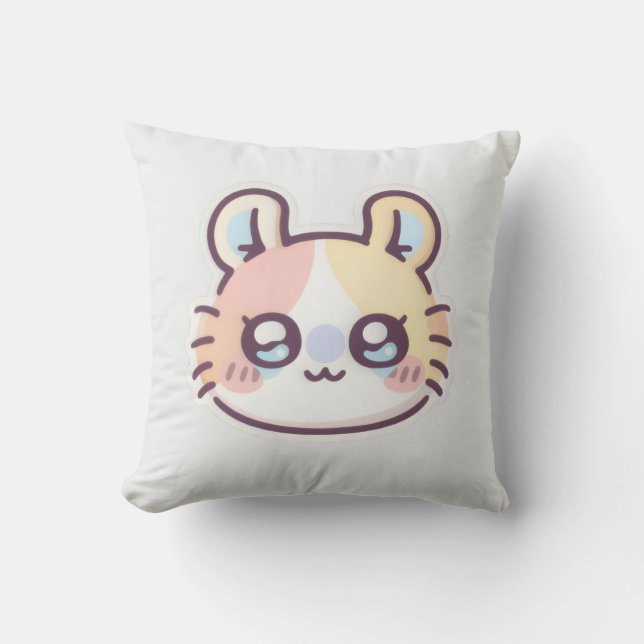 Cute Kawaii Cat Throw Pillow – Adorable Kitty  Kudde (Framsida)