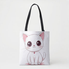 Cute Kawaii Cat Tote Bag Adsible Kattunge Skriv ut Tygkasse