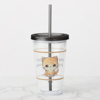 Cute Kawaii Cat Tumbler med streck Take Away Mugg
