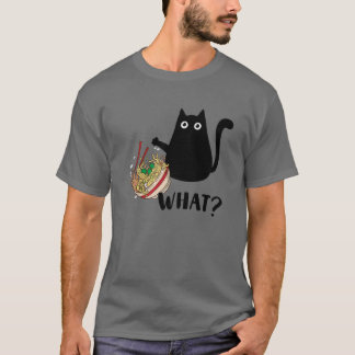 Cute Kawaii Cat "What?" Ramen Japanese Food Men, W T Shirt