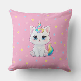 Cute Kawaii Caticorn Throw Pillow Kudde