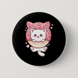 Cute Kawaii Cats Donut Anime Älskare Otaku Roligt  Knapp