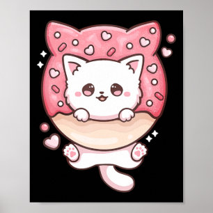 Cute Kawaii Cats Donut Anime Älskare Otaku Roligt Poster