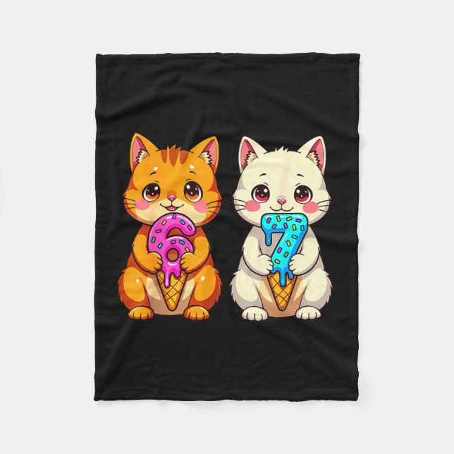 Cute Kawaii Cats Neko 67 Drip Meme Funny Six Seven Fleecefilt (Framsidan)