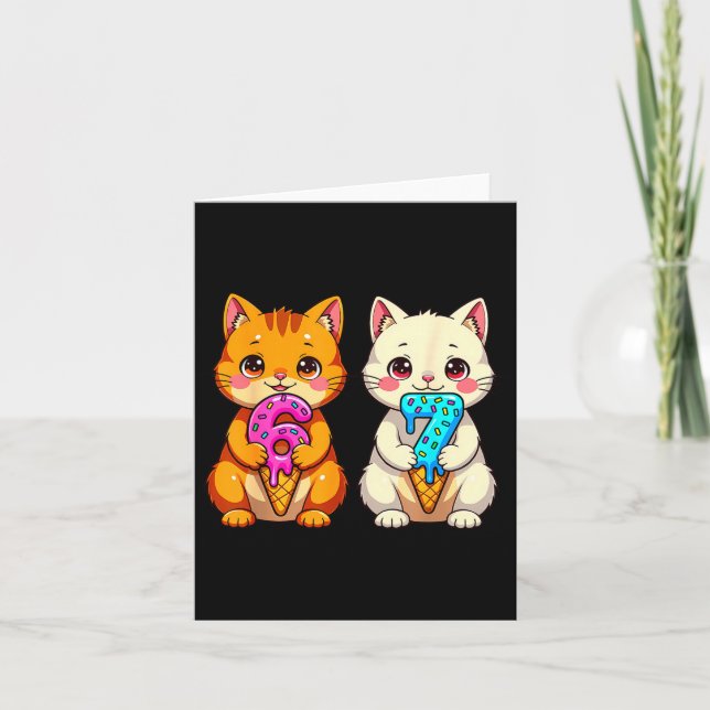 Cute Kawaii Cats Neko 67 Drip Meme Funny Six Seven Kort (Framsida)