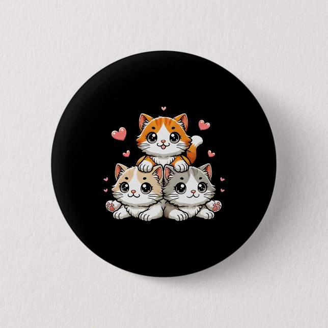 Cute Kawaii Cats Neko Funny Kitten Cat Lover Gift Knapp (Framsida)