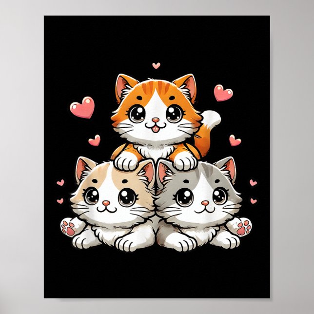 Cute Kawaii Cats Neko Funny Kitten Cat Lover Gift Poster (Framsidan)