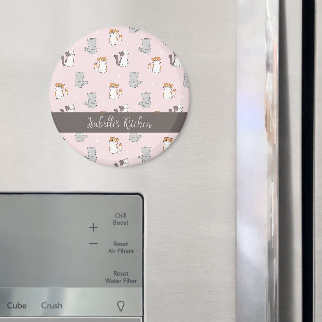 Cute Kawaii Cats Personlig Magnet (In Situ (Fridge))
