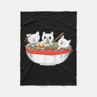 Cute Kawaii Cats Ramen Noodles Anime Japansk katt Fleecefilt