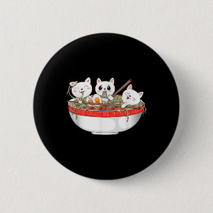 Cute Kawaii Cats Ramen Noodles Anime Japansk katt Knapp