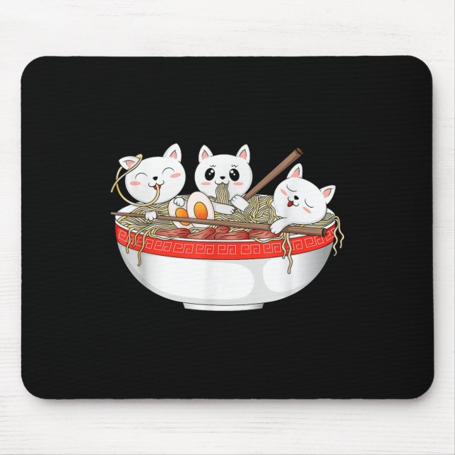 Cute Kawaii Cats Ramen Noodles Anime Japansk katt Musmatta (Framsidan)