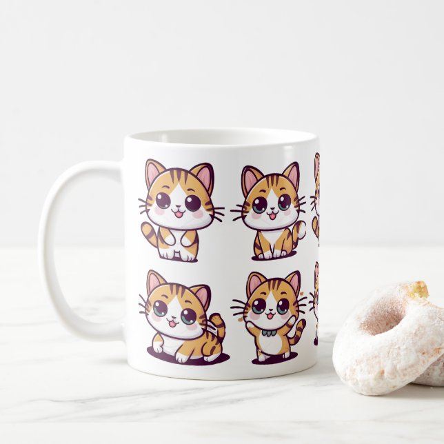 Cute Kawaii Cats som Kaffemugg (Med munk)