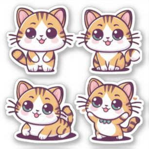 Cute Kawaii Cats som Klistermärken