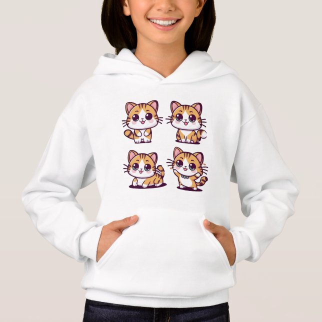 Cute Kawaii Cats som T Shirt (Framsida)