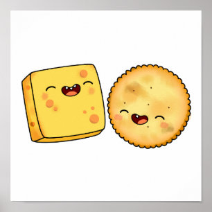 Cute Kawaii Cheese and Crack-er Poster