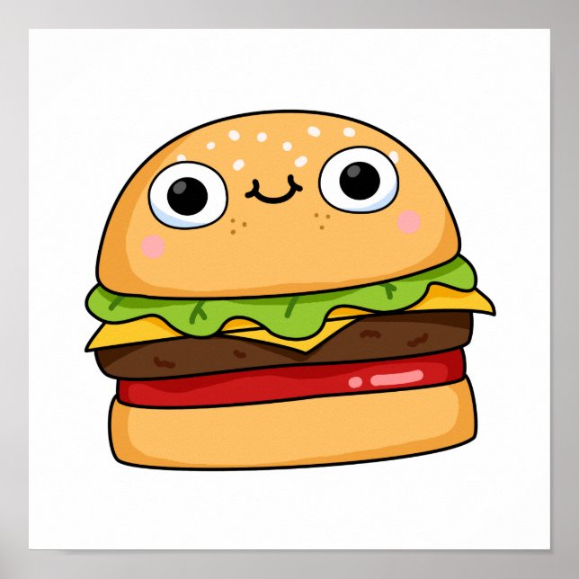 Cute Kawaii Cheeseburger Poster (Framsidan)