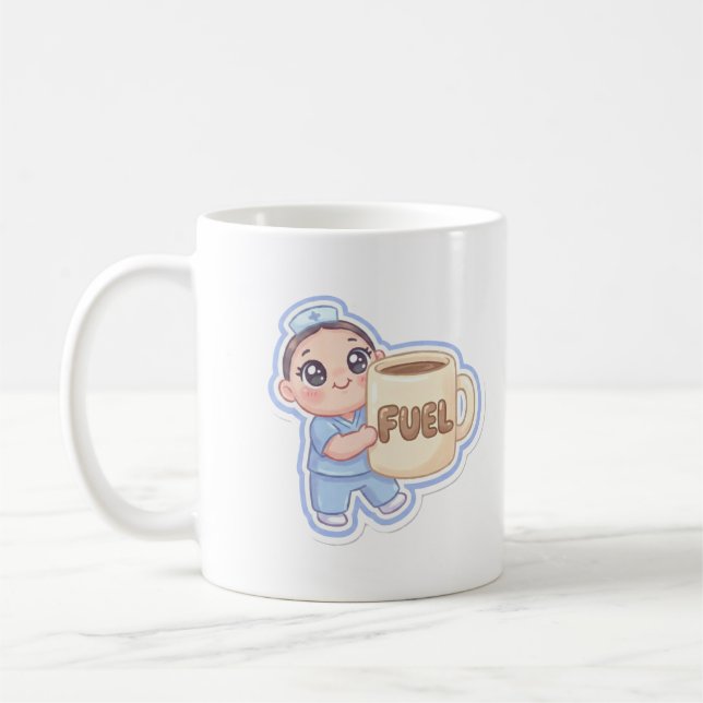 Cute Kawaii Chibi Nurse Giant Coffee Fuel Mug Kaffemugg (Vänster)