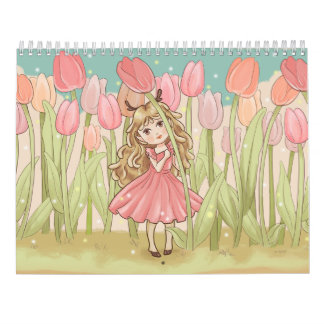 Cute Kawaii Chibi tjejer Calendars Kalender