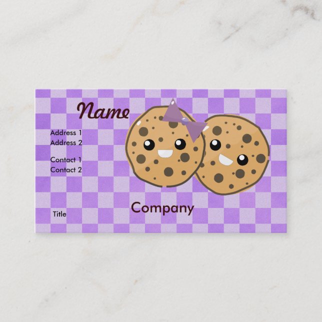 Cute Kawaii Chocolate Chip Cookie par Visitkort (Framsida)