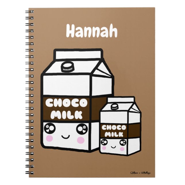 Cute Kawaii Chocolate Mjölk Duo Dairy Drink Sweet Anteckningsbok (Framsidan)