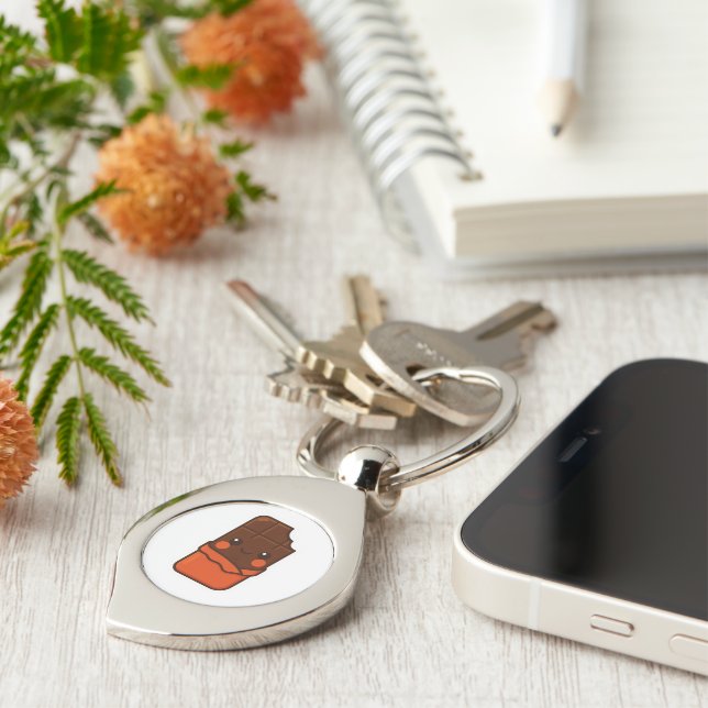 Cute Kawaii Chocolate Pub Swirl Silverfärgad Nyckelring (Sidan)