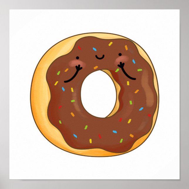 Cute Kawaii Chocoloate Donut Poster (Framsidan)