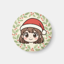 Cute Kawaii Christmas Anime Girl magnet