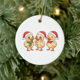 Cute Kawaii Christmas Ducks | Festive Holiday Julgransprydnad Keramik