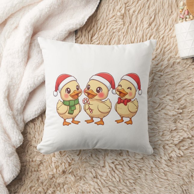 Cute Kawaii Christmas Ducks | Festive Holiday  Kudde (Filt)