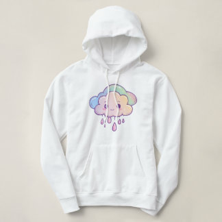 Cute Kawaii Cloud med Rainbow Färg och RainDrop T Shirt