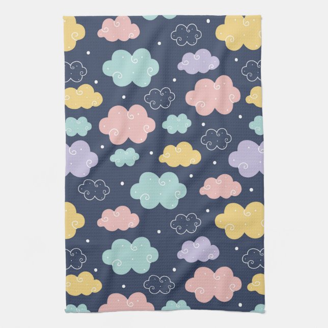 Cute Kawaii Cloud Mönster Kitchen Towel Kökshandduk (Vertikal)