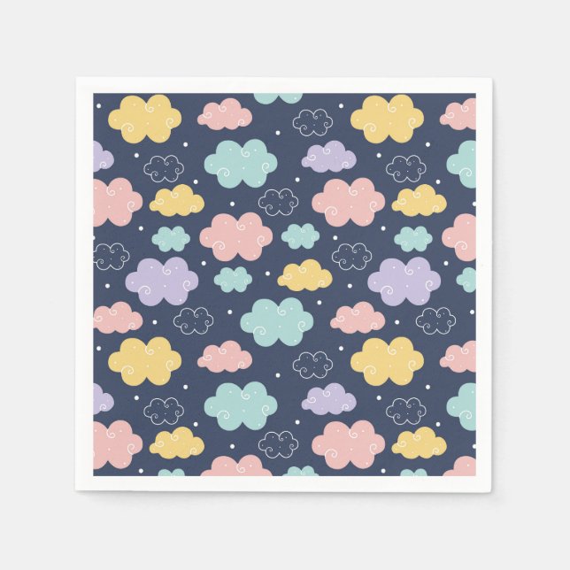 Cute Kawaii Cloud Mönster Pappra Napkins Pappersservett (Framsidan)