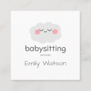 Cute Kawaii Cloud Rosa Grått Babywatch Fyrkantigt Visitkort