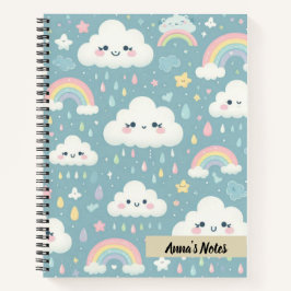 Cute Kawaii Clouds and Rainbows Blue Personlig
