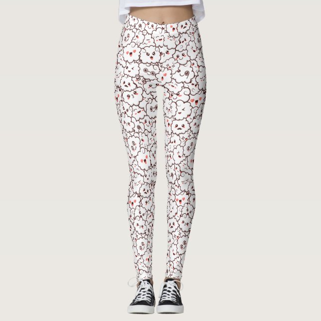 Cute Kawaii Clouds Leggings (Framsida)