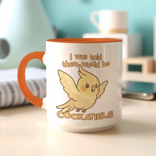 Cute Kawaii Cockatiel Adsible Gult Pet Bird Mugg (Personalized kawaii cockatiel mug with soft pastel colors, cute art, and custom name!)