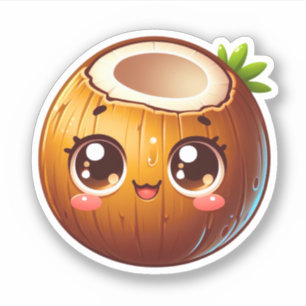 Cute kawaii coconut klistermärken