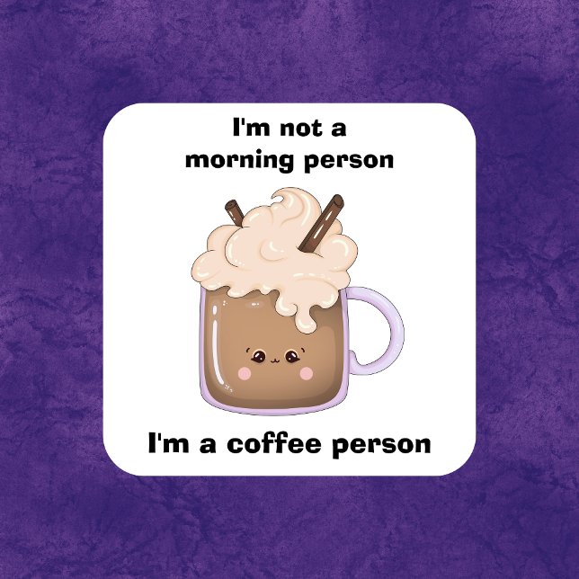 Cute Kawaii Coffee Kopp Fyrkantigt Klistermärke (Skapare uppladdad)