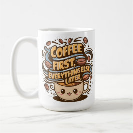 Cute Kawaii Coffee Mug – “Coffee First, Everything Kaffemugg