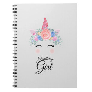 Cute Kawaii Colorful Rainbow Unicorn Birthday Girl Anteckningsbok
