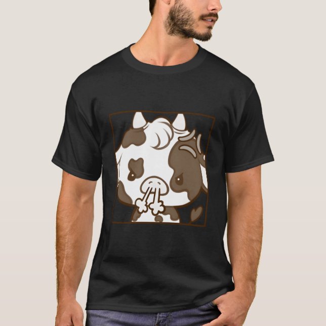 Cute Kawaii Coquette Tecknad Emote Arg Cow T Shirt (Framsida)