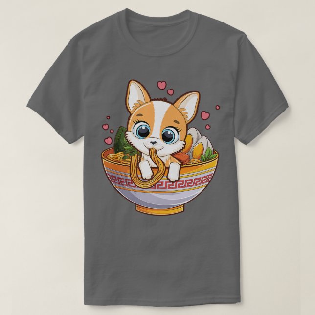 Cute Kawaii Corgi Hund älskare Tee Corgi Eating No (Design framsida)