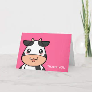 Cute Kawaii Cow Tecknad Greeting Cards Tack Kort
