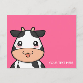 Cute Kawaii Cow Tecknad Postcard Vykort