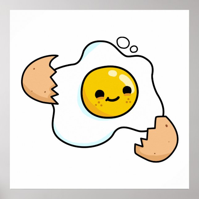 Cute Kawaii Cracks Egg Poster (Framsidan)
