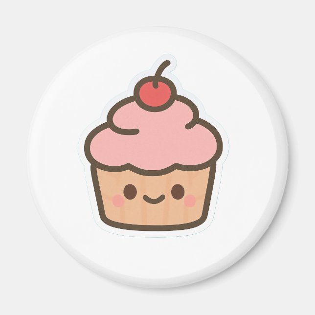 Cute Kawaii Cupcake Magnet – Happy Dessert Illustr (Framsidan)